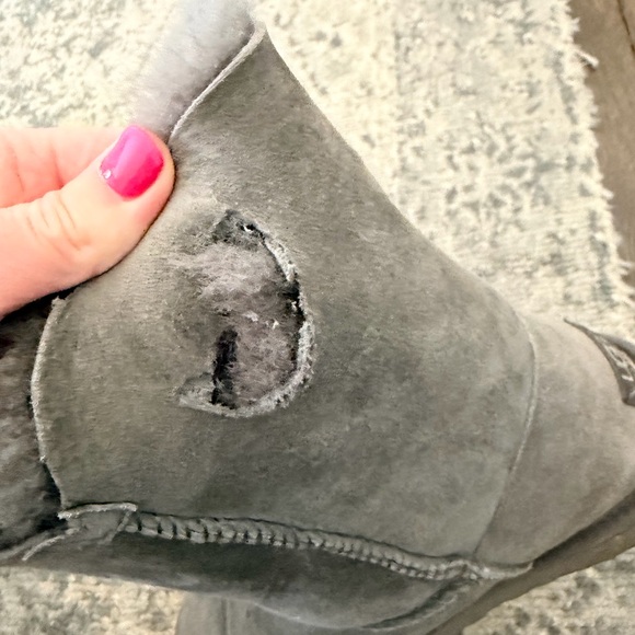 Women's Gray Shearling Ugg Boots - Picture 6 of 6